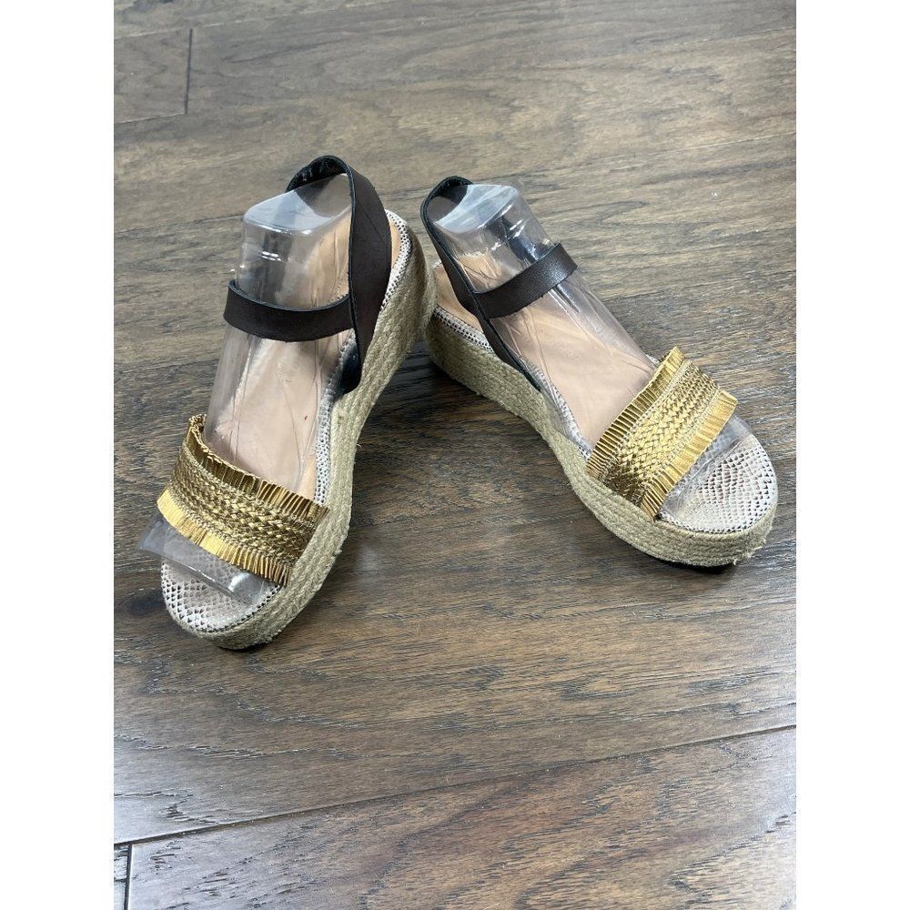 CHINESE LAUNDRY Ziba Platform Sandals Bronze Reptile Print Size 8.5 EUC